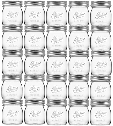 Image of Esrentle 24 Pack 8 oz Mason Jars with Regular Lids - Mini Glass Clear Mason Jars, Small Half Pint Canning Jars with Airtight Lids for Jam, Honey, Baby Foods, Overnight Oats, Party Favors