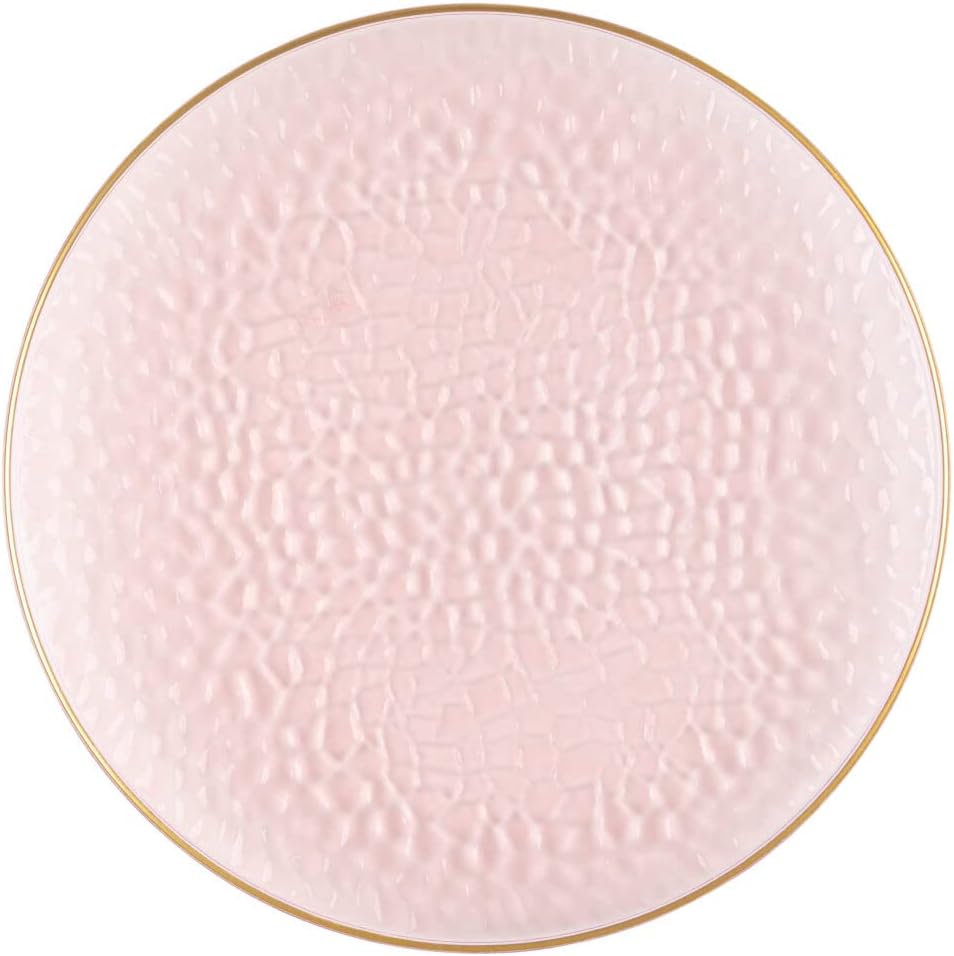 Pink/Gold Rim Hammered Chargers - 13" - Case Pack of 48 - For Weddings, Parties & Events