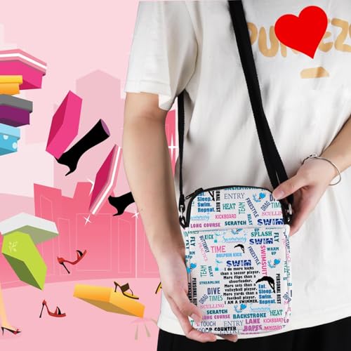 FEELMEM Swimming Crossbody Bag Swimmer Gifts Swim Lover Gift Swim Coach Gift Swimming Quotes Travel Bag Swim Team Gift3