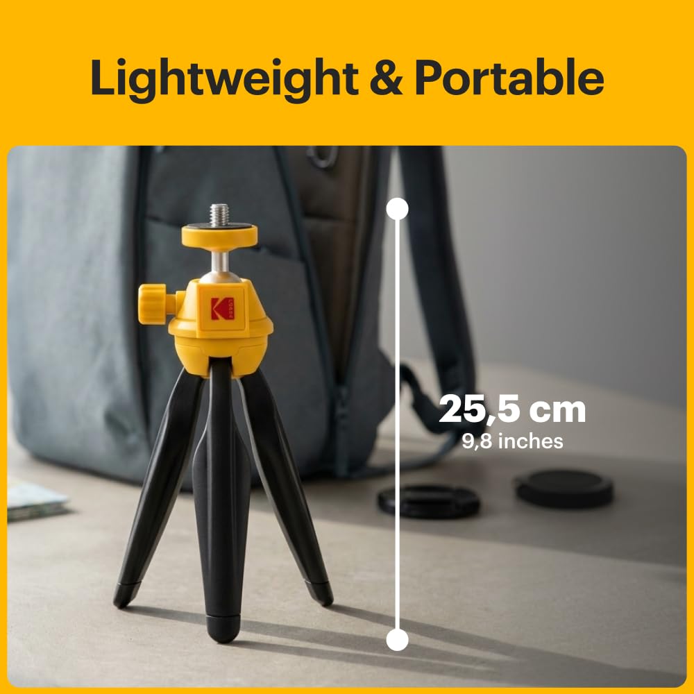 KODAK Smartphone Tripod - Vlogging Trépied/poignée pour smartphones et caméras avec système de fixation à vis ¼ (Parfait pour les Vlogs/Vlogging, Déclencheur à distance Bluetooth amovible)