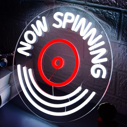 Image of Now Spinning Neon Sign for Wall Decor Music Neon Light for Man Cave
