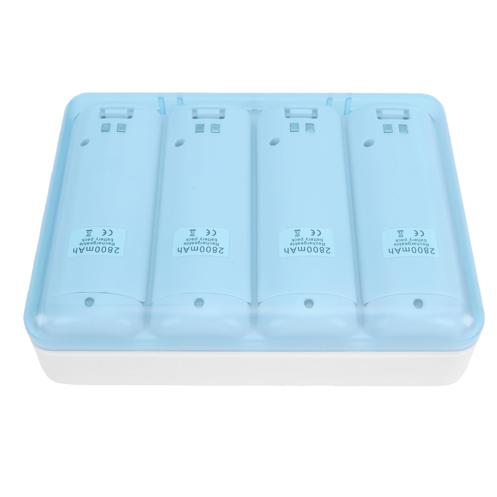 Fabater Chargeur de Batterie à Distance, Station de Charge 4 en 1, 4 Piles Rechargeables de 2800 MAh, Indicateur LED, Alimentation Efficace, Bloc de Batterie avec Protections de sécurité et Câble