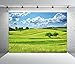 BELECO 5x3ft Fabric Spring Green Hills Meadow Backdrop Green Grass Lawn Trees Blue Sky White Clouds Photography Background Outdoor Nature Scenery Easter Decor Kid Baby Portrait Photo Studio Props