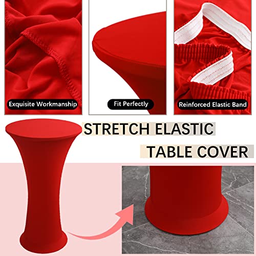 Image of Cocktail Table Covers - 2 Pack 24 inchx43 inch Fitted Highboy Table Cloth - Red