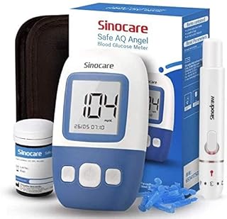 Sinocare Misuratore Glicemia, Glucometro, Kit Misuratore di Zucchero nel Sangue con 25 Striscette per Glicemia - mg/dL (Safe AQ Angel)