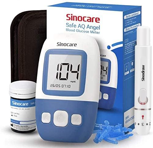 Sinocare Misuratore Glicemia, Glucometro, Kit Misuratore di Zucchero nel Sangue con 25 Striscette per Glicemia - mg/dL...