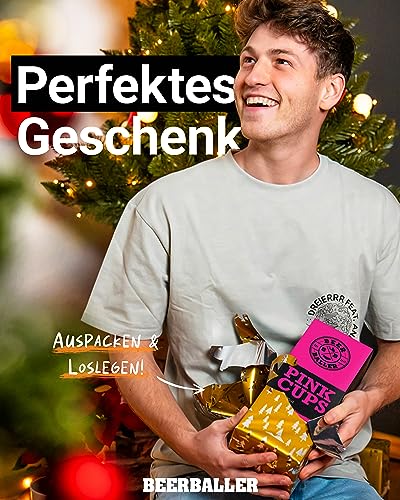 BeerBaller® Pink Cups - 25 pinke Beer Pong Becher & 3 Bier Pong Bälle | spülmaschinenfest & wiederverwendbar | 473ml - 16oz Partybecher | rosa Bierpong Becher Set | Original American Beerpongbecher