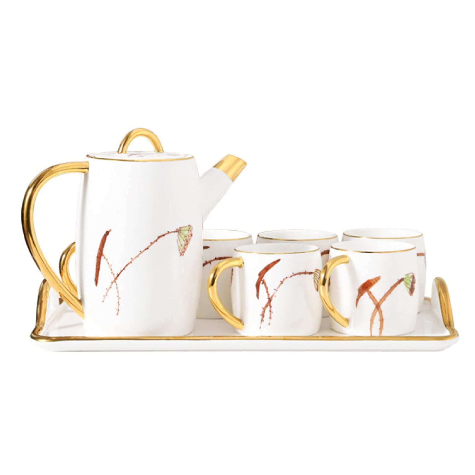 Servizio da tè in Porcellana con teiera Servizio da tè in Ceramica per Il tè pomeridiano 1 teiera, Set da 6 Tazze da tè Vintage