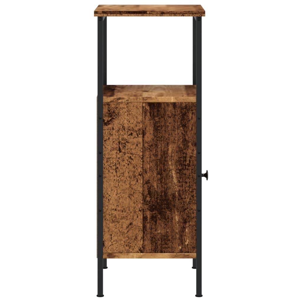 Stolik nocny o wyglądzie starego drewna, materiał drewnopochodny z drzwiami i półką 41 x 31 x 80 cm, stolik pomocniczy ze schowkiem do sypialni, salonu i pokoju gościnnego, stabilne okucia