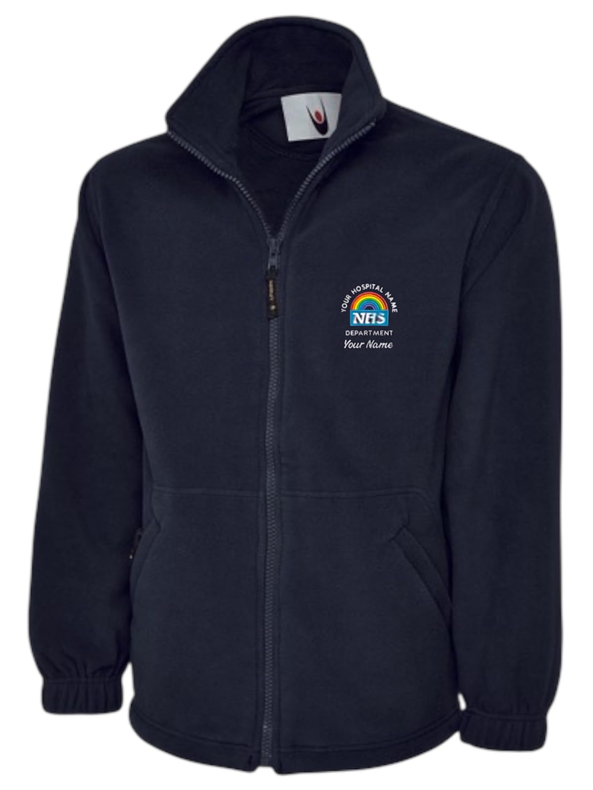 Adults Unisex Rainbow Logo Fleece Jacket. Complies with NHS Identity Guidelines. Black, Unisex-Adults, Coat, Trench Coat, Large
