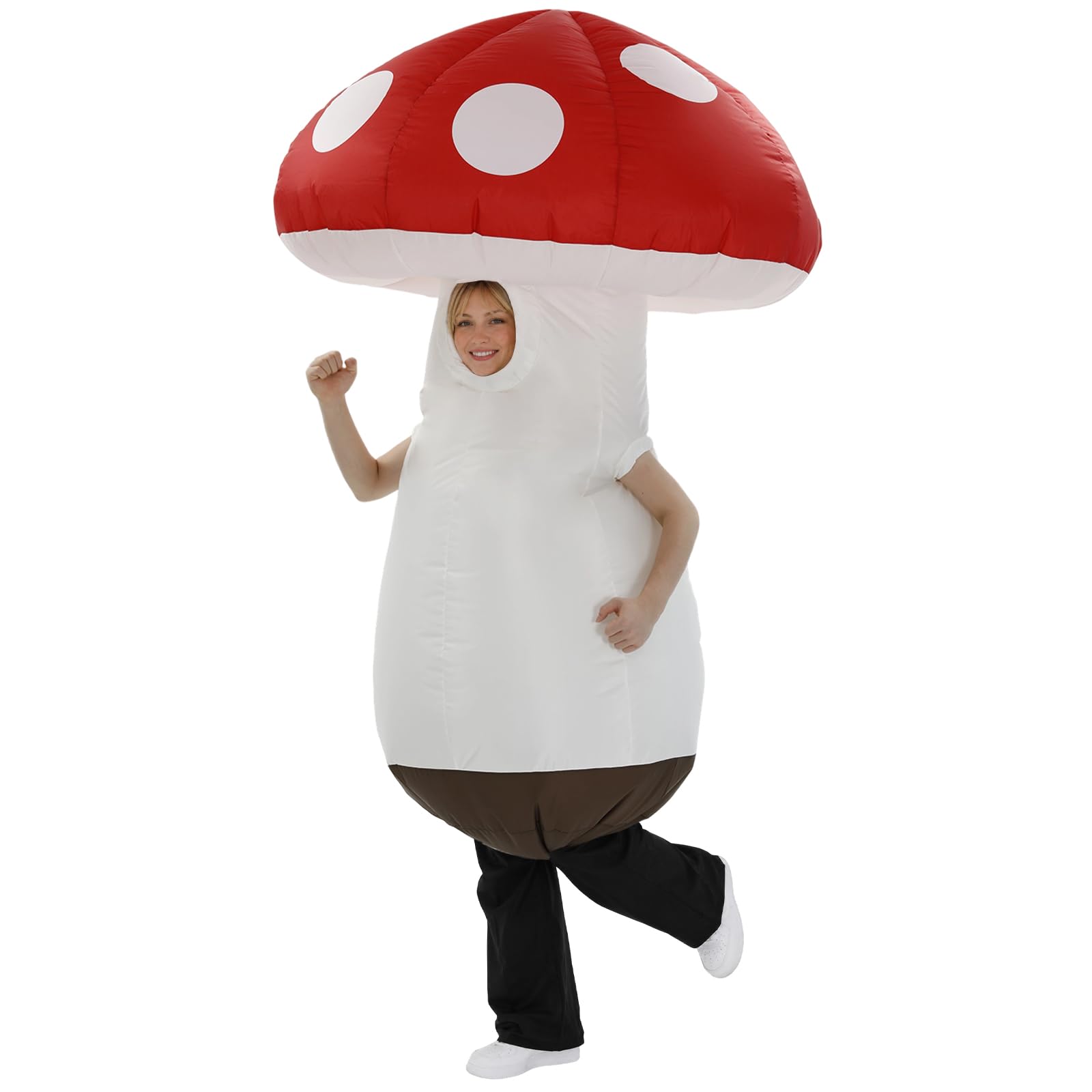Mushroom Inflatable Costume for Adults Halloween Blow Up Red White Mushroom Large