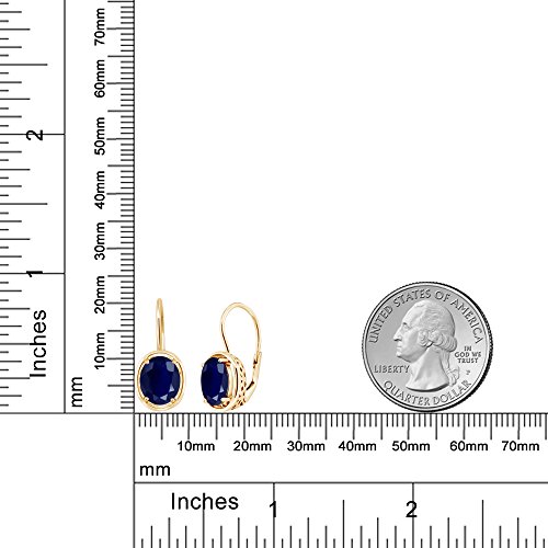 Gem Stone King 18K Yellow Gold Plated Silver Blue Sapphire Earrings | Oval 9X7MM Dangle Earrings for Women | 5.00 Cttw | Gold Earrings for Women3