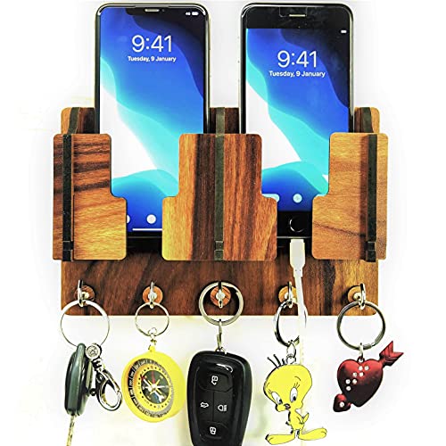 US DZIRE – THE BRAND OF LIFESTYLE ® Wall Mount Home Side Stylish Wooden Key Holder | with Mobile Charging Stand | Key Hanger for Living Room, Kitchen Key Organizer (5 Hook ) US DZIRE – THE BRAND OF LIFESTYLE ® Wall Mount Home Side Stylish Wooden Key Holder | with Mobile Charging Stand | Key Hanger for Living Room, Kitchen Key Organizer (5 Hook )