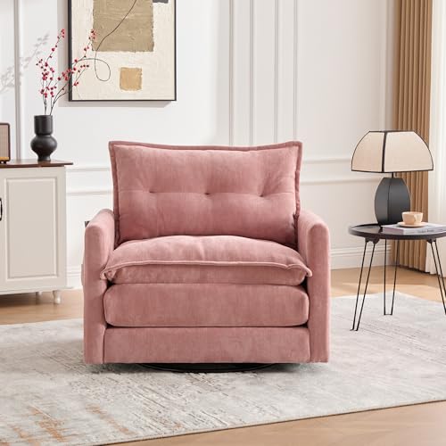 Sillón giratorio tapizado chenille rosa miniatura 6
