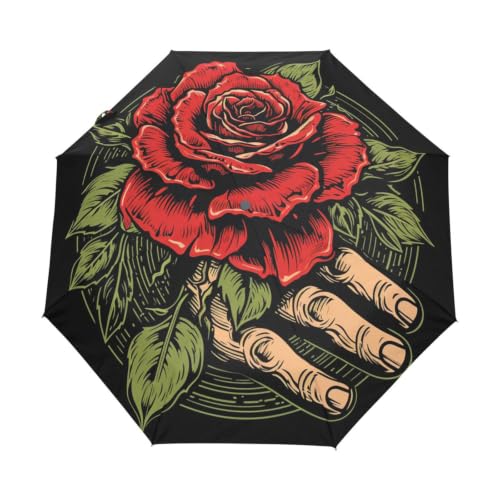 Parapluie pliant automatique rouge rose ultra-léger pour voyage
