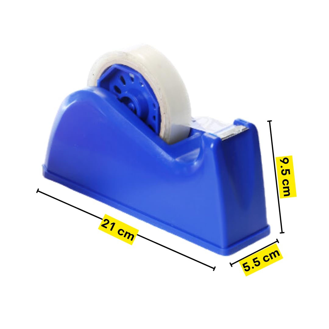Soni Officemate Large Tape Dispenser | Stylish, Sharp Blade, Adjustable Wheel | Ideal for Office, School & Packing | Red/Blue 1