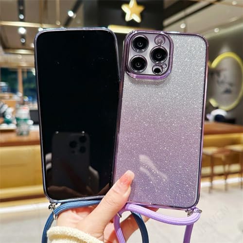 Coque iPhone 15 cordon finies les chutes avec le silicone violet antichoc