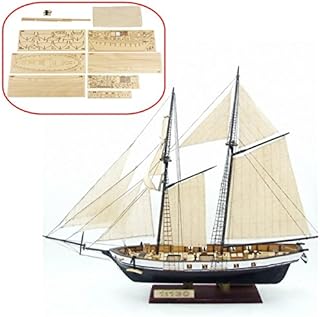 Binwat Scale DIY Hobby Wooden Ship Science Equipmen Assembly Model Boat Kits Sailing Boat Kit Decor Toy Gift(1:130)