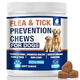 Flea and Tick Prevention for Dogs Chewables, Natural Dog Flea and Tick Treatment, Oral Flea Pills for Dogs Puppy, Skin & Coat Support Supplement - 180 Soft Treat (Chicken Flavor)