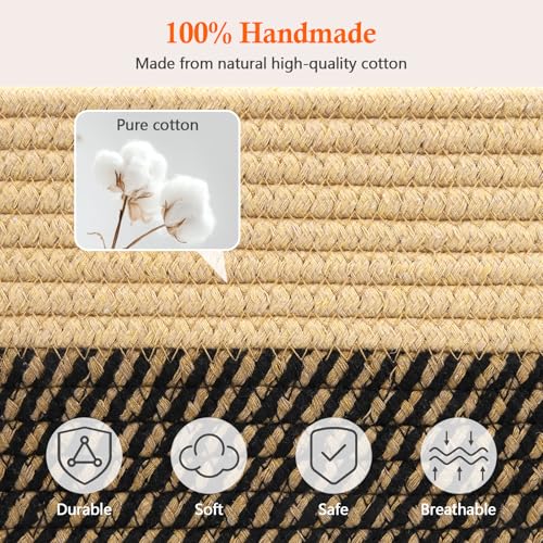 Grand panier rangement coton Alyvisun pour linge de lit et vêtements - 3