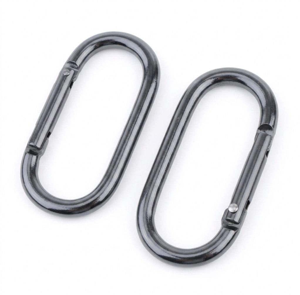 capo Zinc Alloy Carabiner Oval Black 28g for Keychain and Backpack, Pack of 2, Locking, 20mm Gate Opening-image-46