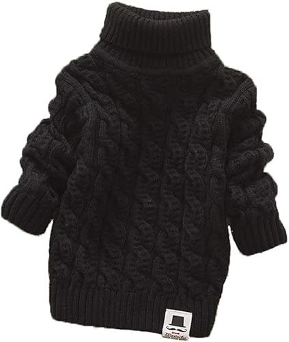 MODNTOGA Suéteres de punto para bebés niños y niñas, cuello alto con cuello alto y cuello alto para otoño e invierno, suéter suave y cálido
