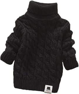 MODNTOGA Toddler Baby Boys Girls Knit Sweaters Cable Turtleneck High Collar Fall Winter Soft Warm Sweater Pullover Tops