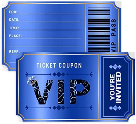 20 Double-Sided Design Birthday Party Invitations with Envelopes，Movie VIP Party Invitations, Baby Shower Party Invites Supplies Favors（blue）