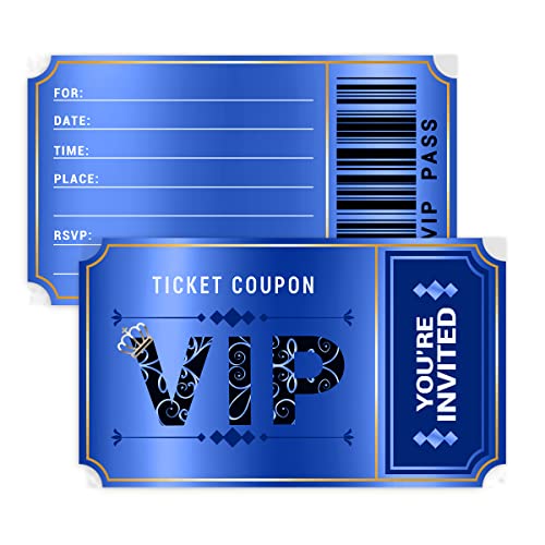 20 Double-Sided Design Birthday Party Invitations With Envelopes，Movie Vip Party Invitations, Baby Shower Party Invites Supplies Favors（Blue） #TOP25