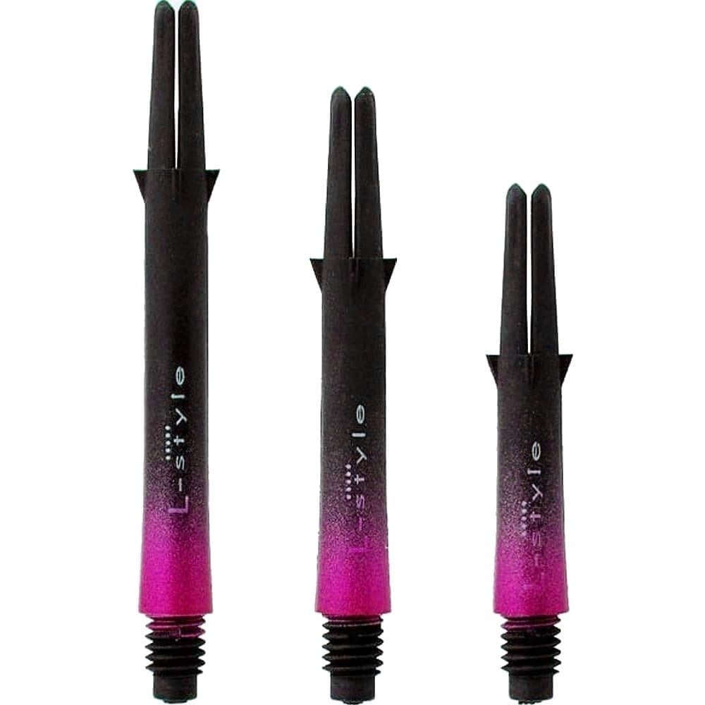 LSTYLE L-Shaft Carbon Locked Dart Shafts - Ombre Pink 330 Med/Long - for Soft & Steel Tip Darts