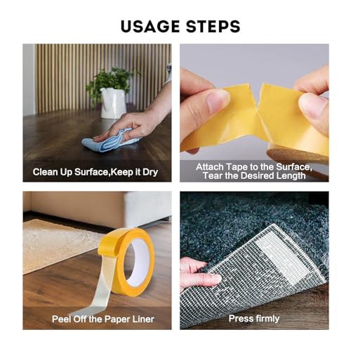RMIVEGLIA teppichklebeband doppelseitig, 3cm x 20m, transparent, spurlos - Ideal für Teppiche, Fotos, Wände, Küchen, Zuhause und Schule, Einfach zu schneiden und zu entfernen