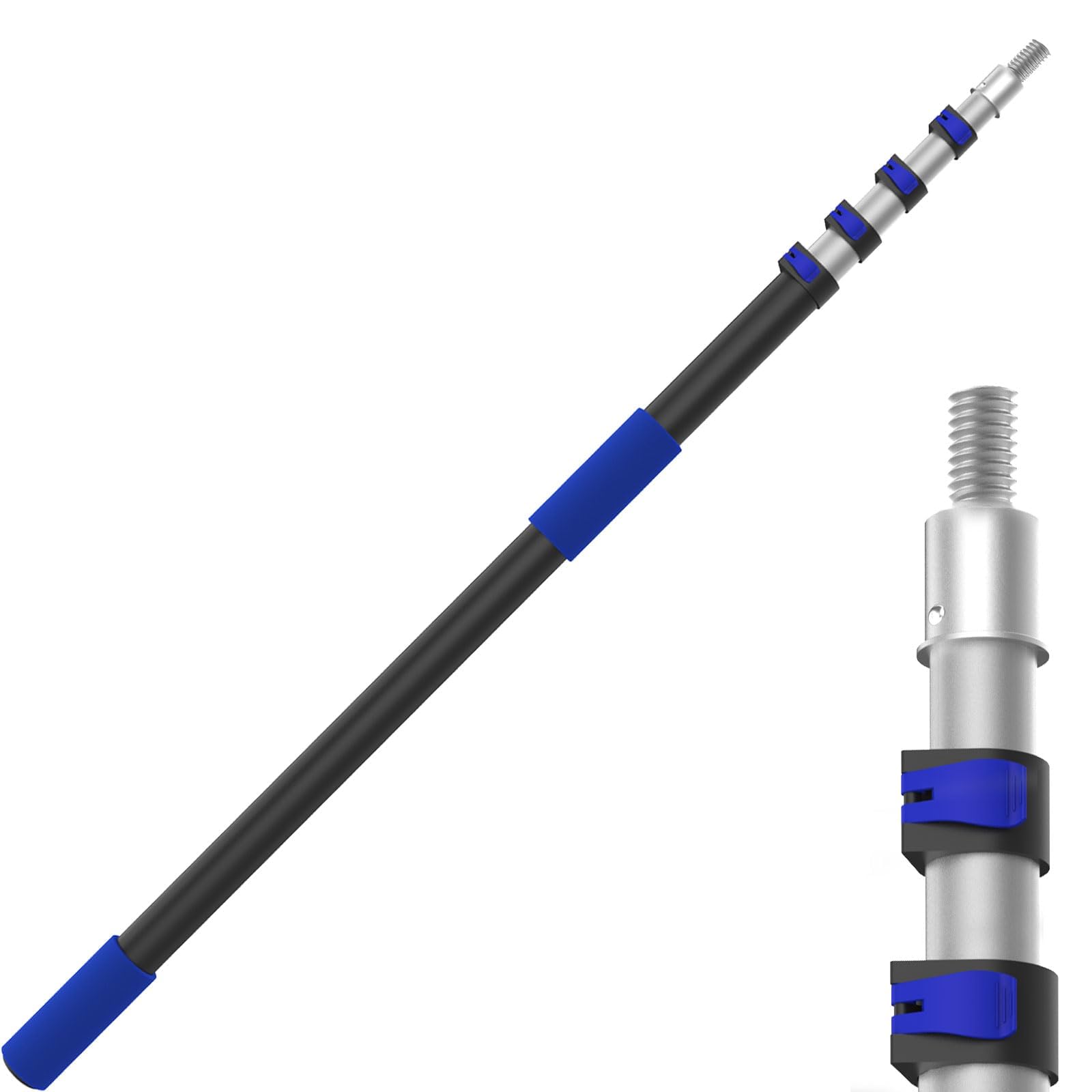 3-12FT Telescoping Pole, Multi-Purpose Extension Pole with Easy Flip Lock, Universal Twist-on Metal Tip, Lightweight Sturdy Aluminum Paint Roller Extension Pole for Painting, Window Cleaning