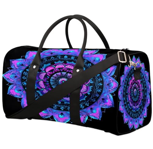 Mandala Ethnic Tribe Patterns Travel Duffel Bag for Women Men Foldable Sport Gym Tote Bag Lightweight Waterproof Weekender Overnight Bag for Weekend Holiday Gym Swim Yoga