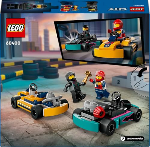 LEGO City Les Karts et Les Pilotes de Course Jouet de Construction avec 2 Karting avec 2 Minifigurines de Pilotes Voitures de Course Cadeau pour Garçons et Filles Dès 60400 - vue 10