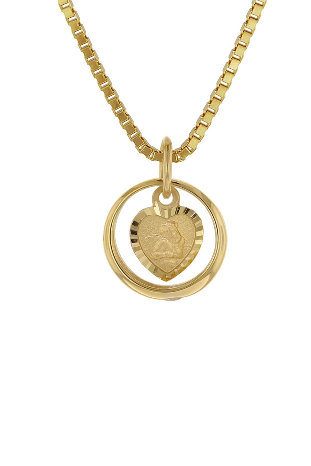 trendor Taufring mit Amorherz Gold 585 an goldplattierter Silberkette 75120