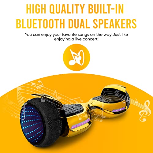 Emaxusa Hoverboard - 6.5'' Wheels Electric Self Balancing Scooter With Bluetooth Speaker And Led Lights - Ul Safety Certified (Gold) #TOP4