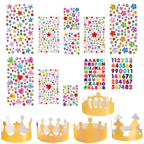 Chapeaux de fête d'anniversaire lot de 48 pour enfants et adultes avec autocollants couronnes