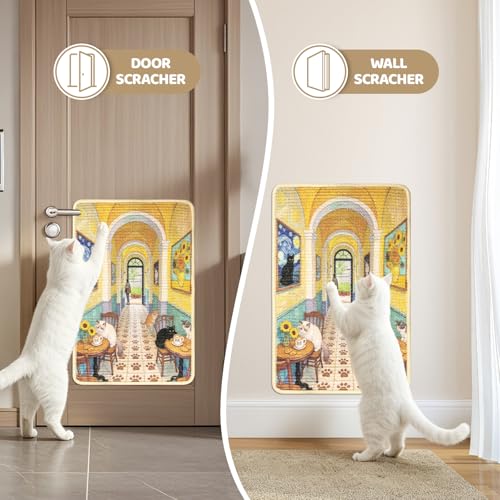 Image of Graciadeco Cat Scratch Pad 23.6 inch x 15.7 inch Natural Sisal 2 Packs Couch Protector from cat Claws with Velcro & Catnip