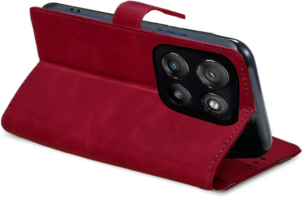 Image of Excelsior Flip Cover for Moto G67 Power, G57 Power | Premium PU Leather | 360 Degree Protection (Red)