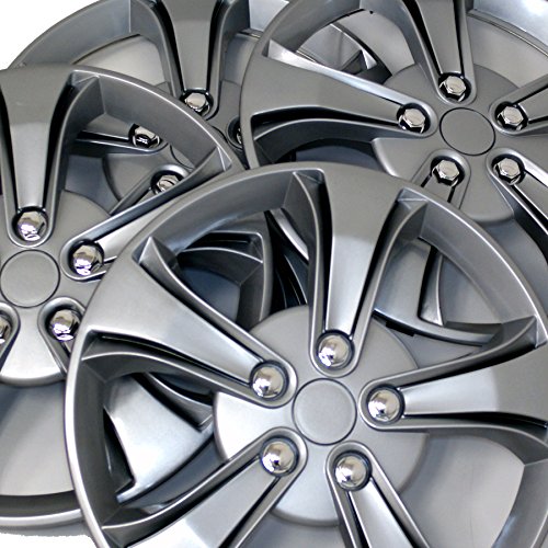 Image of WC3-14-616-S - Pack of 4 Hubcaps - 14-Inches | Silver | Style 616 Style Snap-On (Pop-On) Type Metallic Silver Wheel Covers Hub-caps