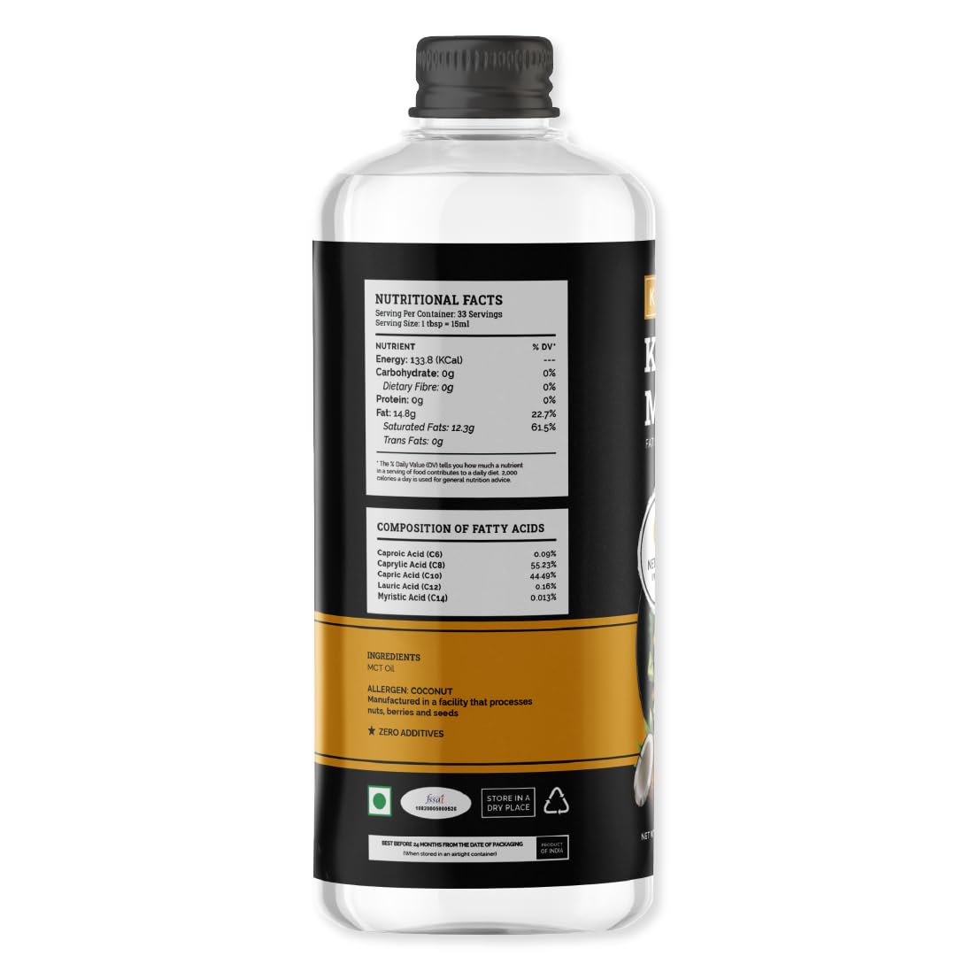 Ketofy - Keto MCT Oil (500ml) | Sourced from Pure Coconut | Enriched with C8 and C10 MCT Oil | For Weight Management, Instant Energy, and Intense Focus | Keto MCT Oil for Bulletproof Coffee - Image 2 thumbnail