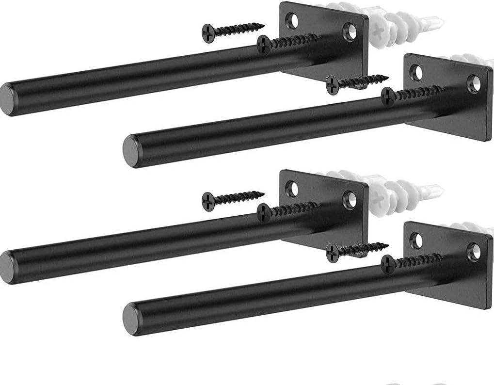 Floating Shelf Brackets, 4Pcs 6" Heavy Duty Shelf Supports with 10X Screws, 20X