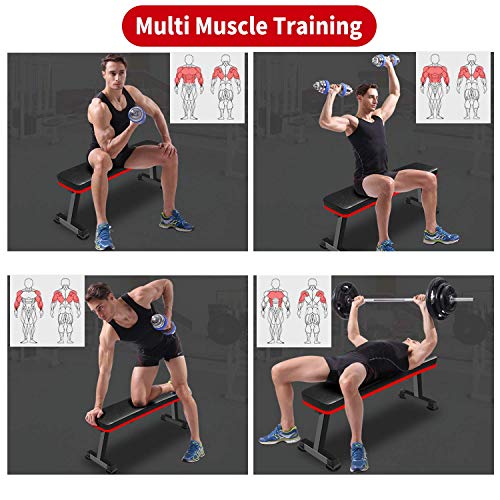 Gym Quality Foldable Flat Bench for Multi-Purpose Weight Training and Ab Exercises