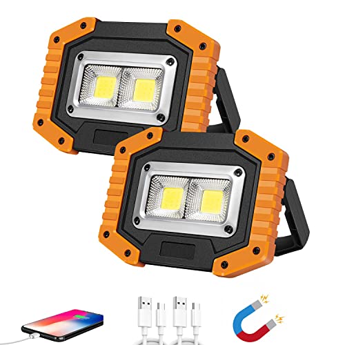 LED Work Light, OTYTY Rechargeable Work Light Portable Flood Lights Magnetic LED Light for Outdoor Camping Hiking Emergency Car Repairing Job Site Lighting 2PCS LED Work Light, OTYTY Rechargeable Work Light Portable Flood Lights Magnetic LED Light for Outdoor Camping Hiking Emergency Car Repairing Job Site Lighting 2PCS