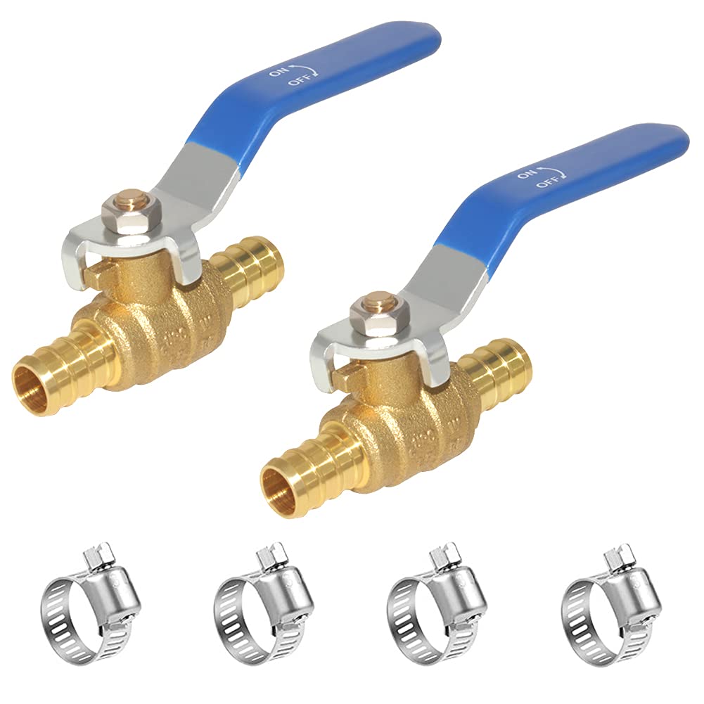 1/2" PEX Ball Valve Brass Shut off gate Valve for Cold and Hot water (Pack of 2)