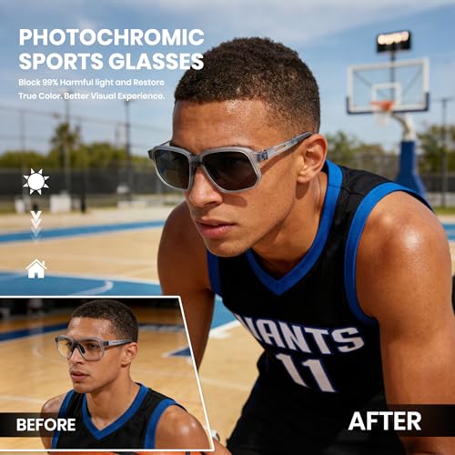 Cyxus 3-in-1 Photochromic Sports Goggles, Anti-Fog Safety Glasses for Basketball, Pickleball & In/Outdoor Sports 8329 — view 2