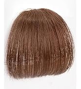 VAVANGA Short Human Hair Bangs Clip on Real Hair French Bangs Light Brown Thick Wispy Bangs Clip ...