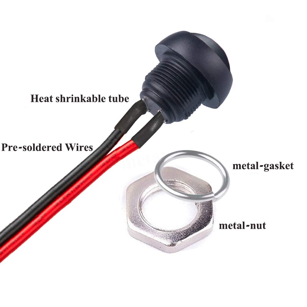 Fdit Interrupteur à Bouton Poussoir 1A 24V 8mm Mini étanche Voiture