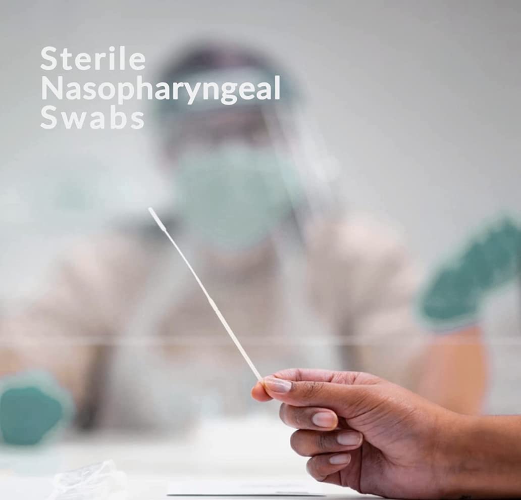 Sterile Nasopharyngeal Swabs - Pack of 500 Flocked Nasal Swabs for Sampling, 80 mm Break Point, Nylon Flocking Tip White