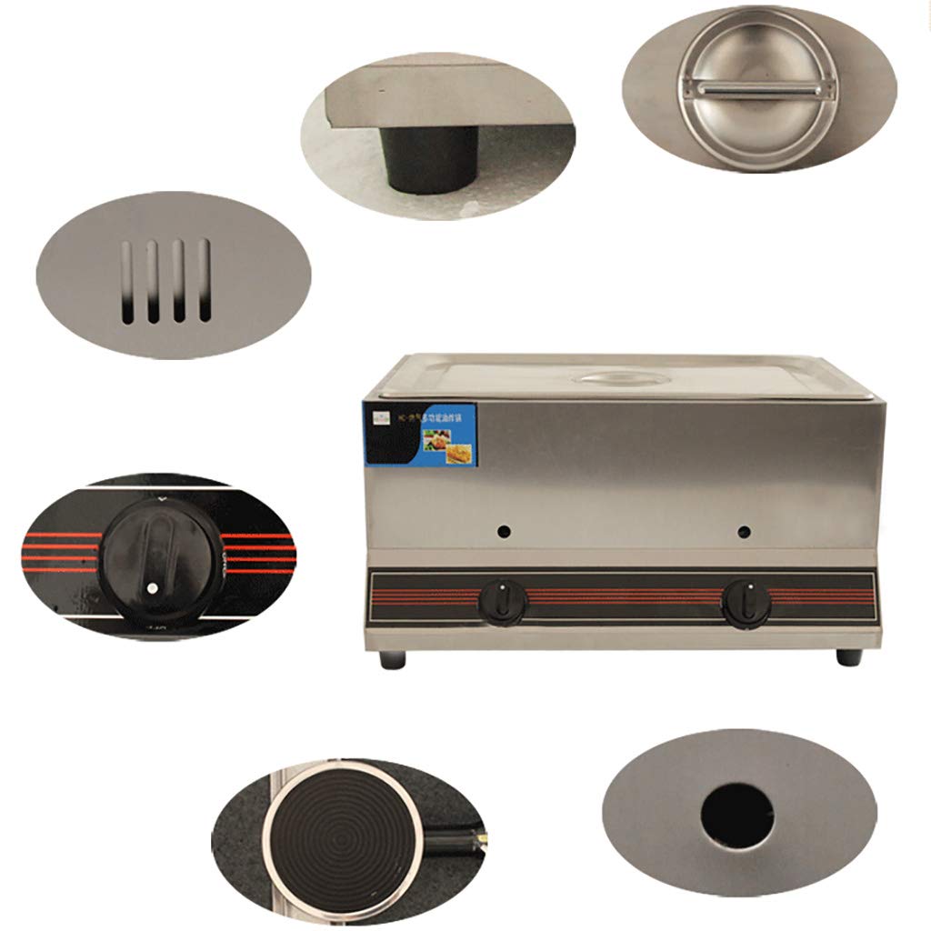 Friggitrice a Gas da 22 Litri in Acciaio Inox, Doppia Vasca, 2 cestelli, Regolazione Manuale della Temperatura, per Attrezzature da Cucina Commerciali, ristoranti e Case